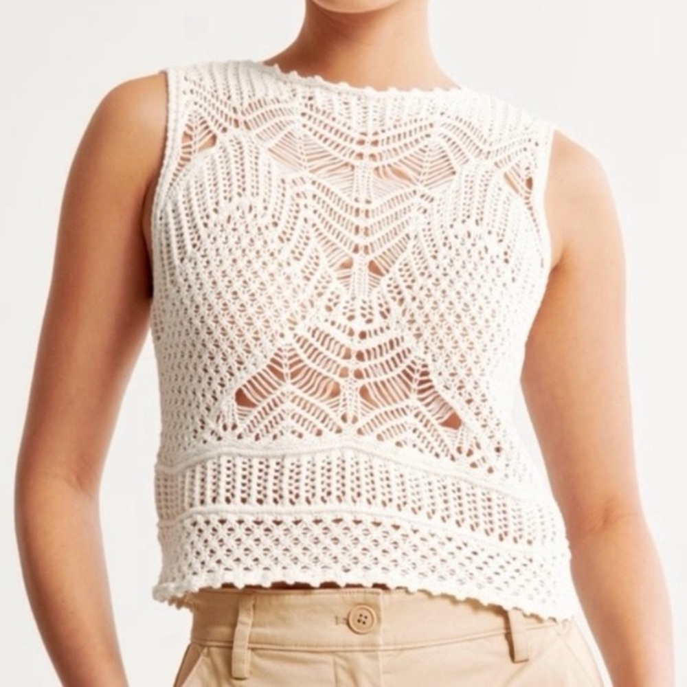Abercrombie & Fitch White Ribbed Cropped Tank Top - Picture 5 of 5